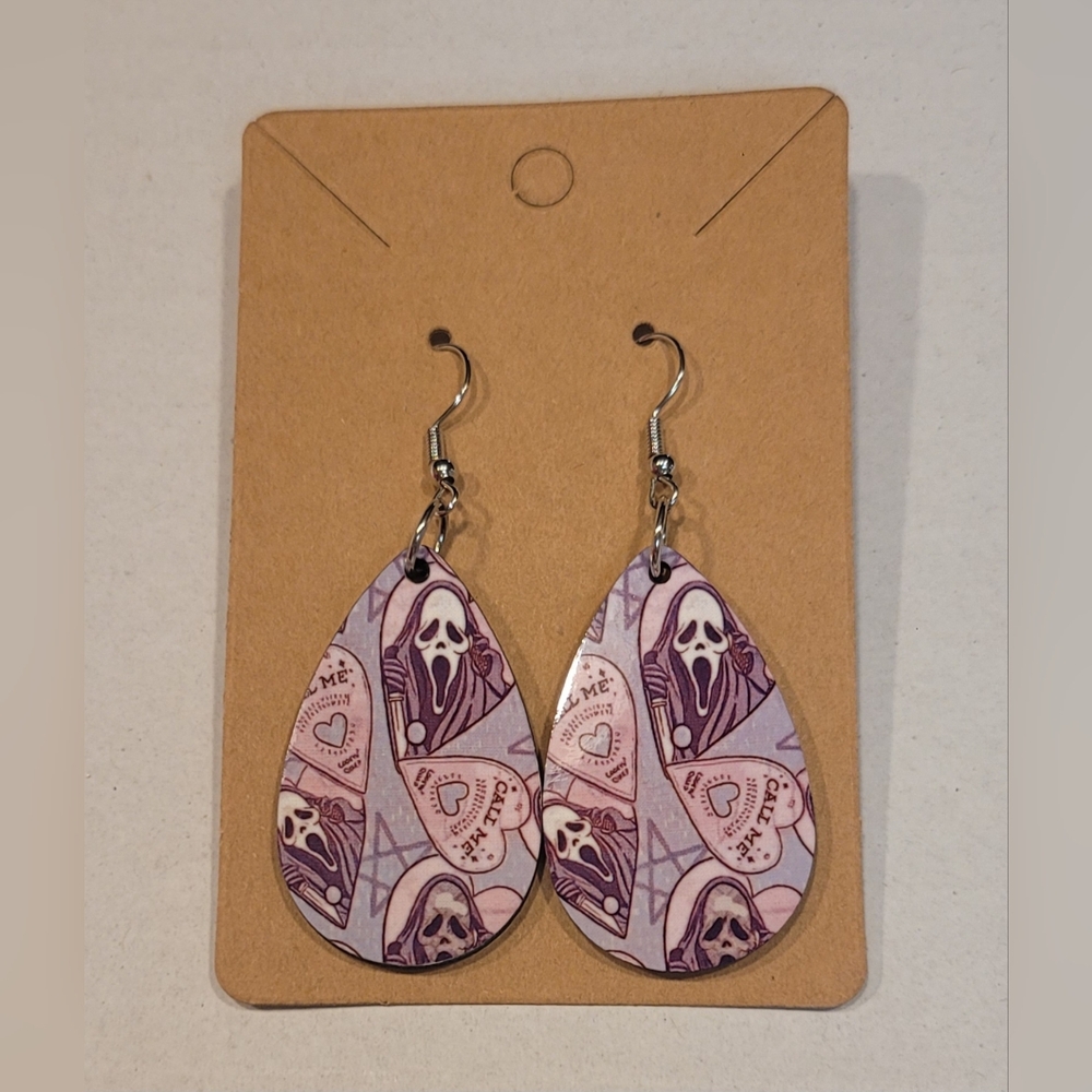 Spooky Ghost Mask Earrings -Handmade-